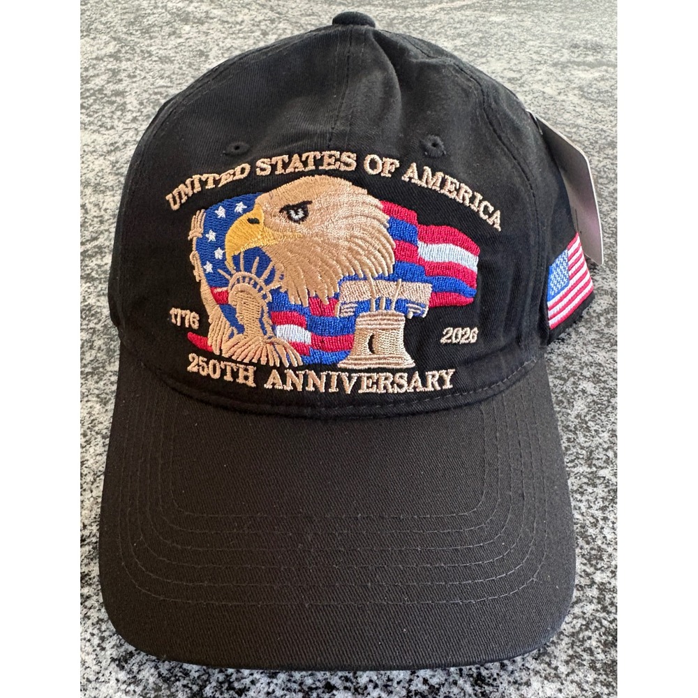 NWT Unisex USA 250th Anniversary Patriotic Baseball Hat - OSFM - Black